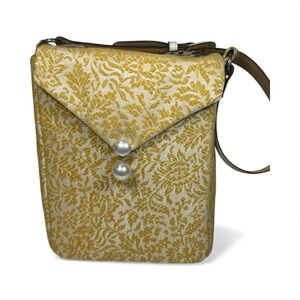 Vintage Salvation Sacks Nordstrom Chic Yellow Patterned Crossbody Bag EUC